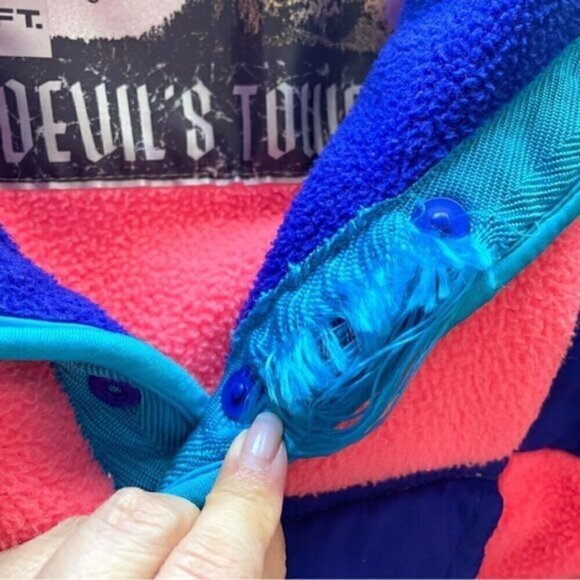 Vintage Nike ACG Neon Pink / Blue Devil's Tower Fleece Ski Jacket - M 🇺🇸 - Picture 6 of 14